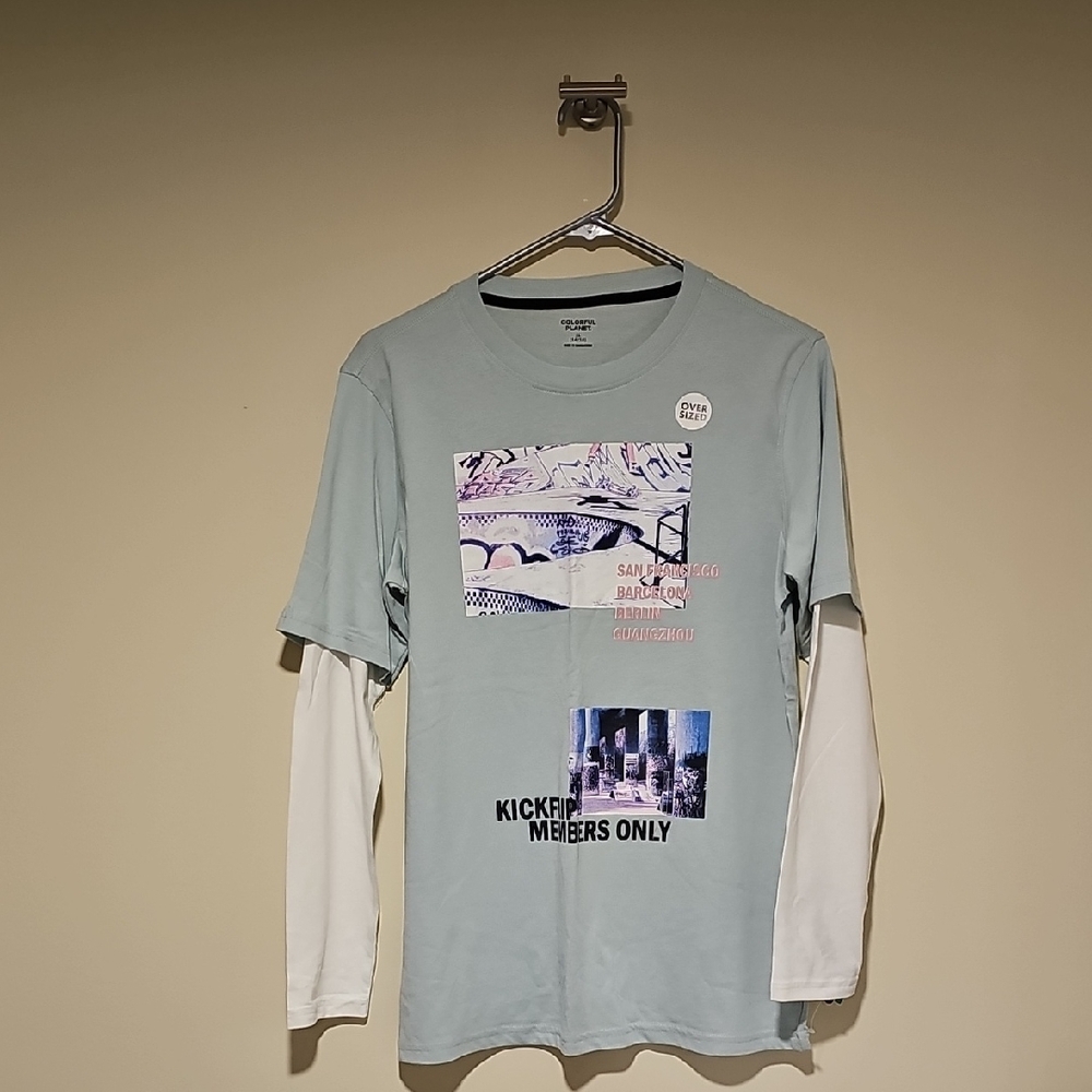 Trendy Kids Long Sleeve Tee - Blue and White. Xl 14/16. Nwt.